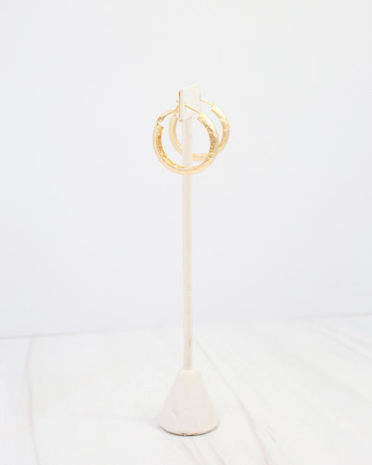 Glassboro Hammered Hoop Earring WR Matte Gold