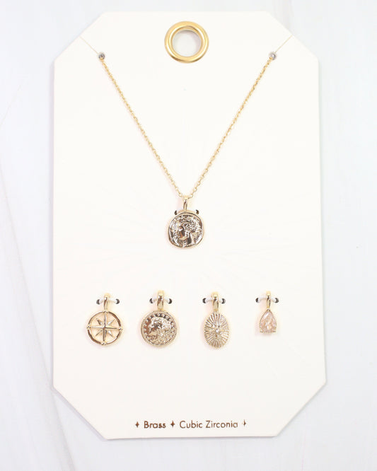Strike it Rich Coin Charm Necklace Set Gold