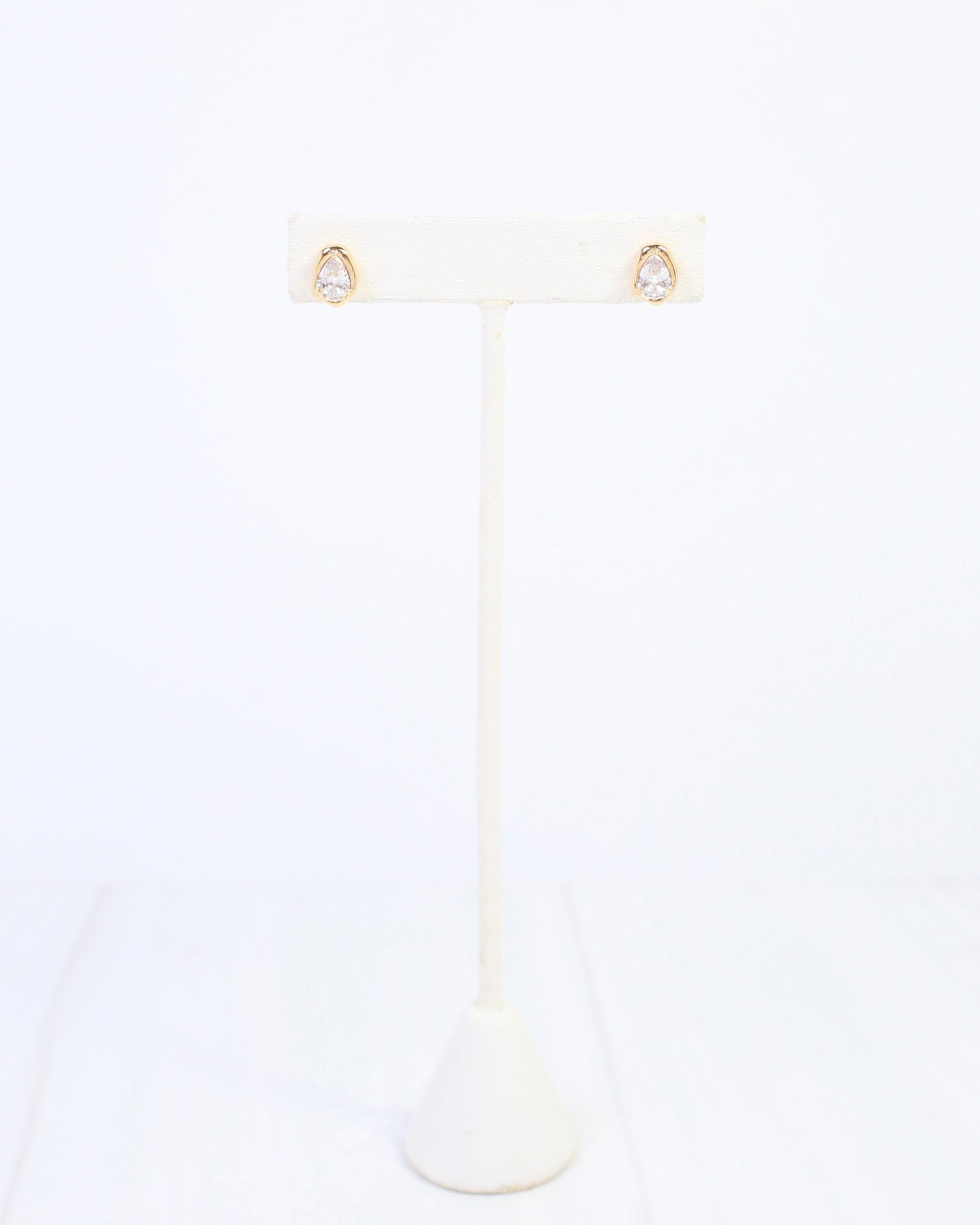 Mackenzie Tear Drop CZ Stud Earring WR Gold