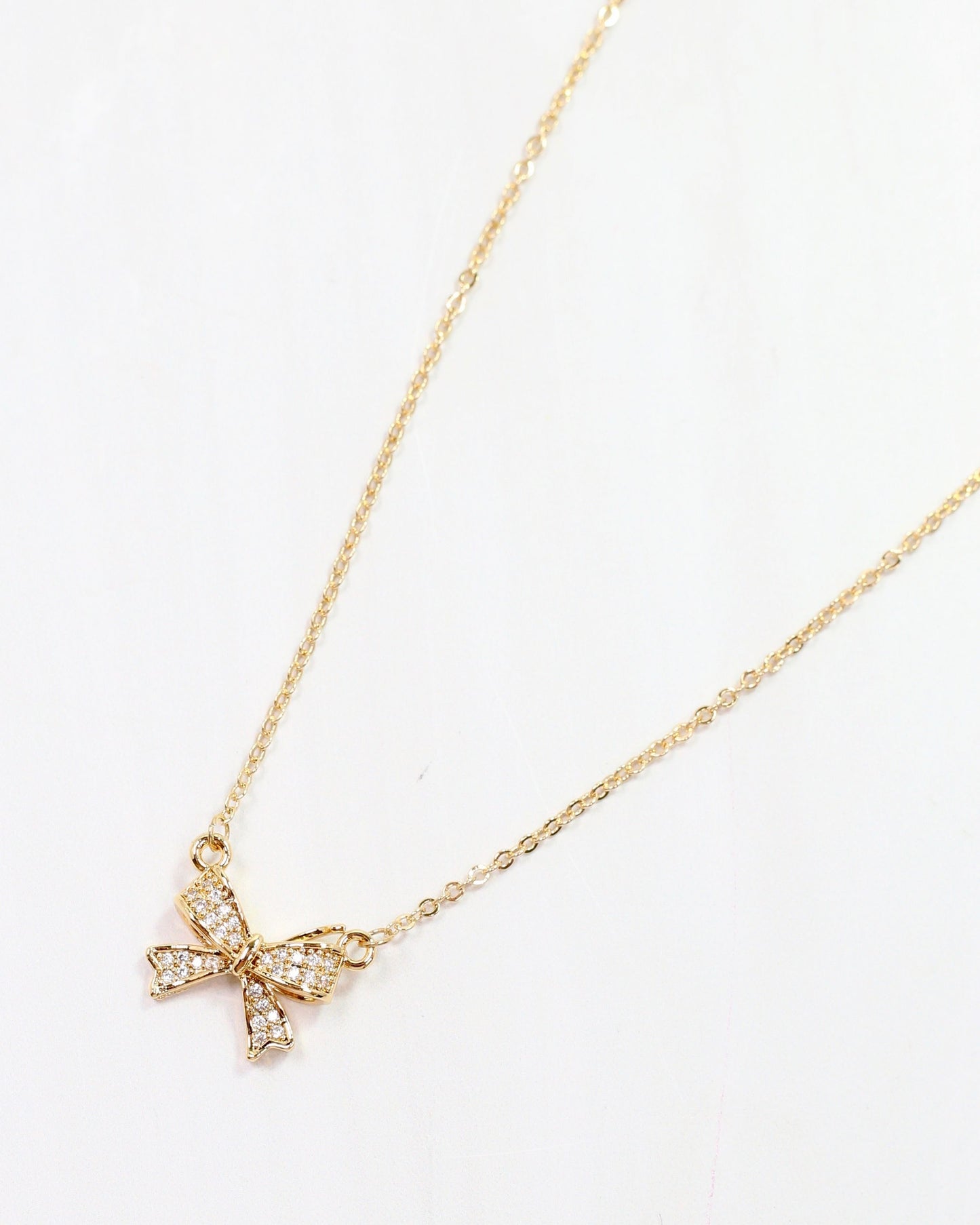 Darcy CZ Bow Necklace Gold