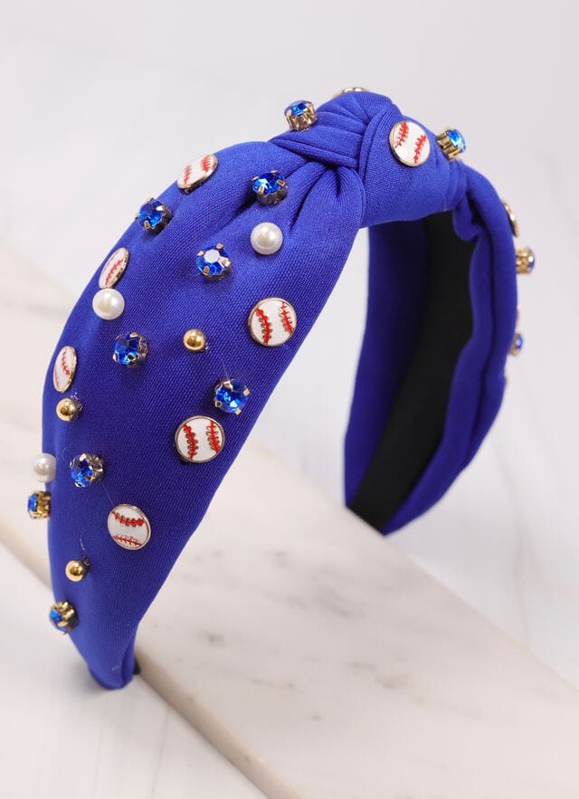 Double Header Baseball Headband BLUE - Caroline Hill