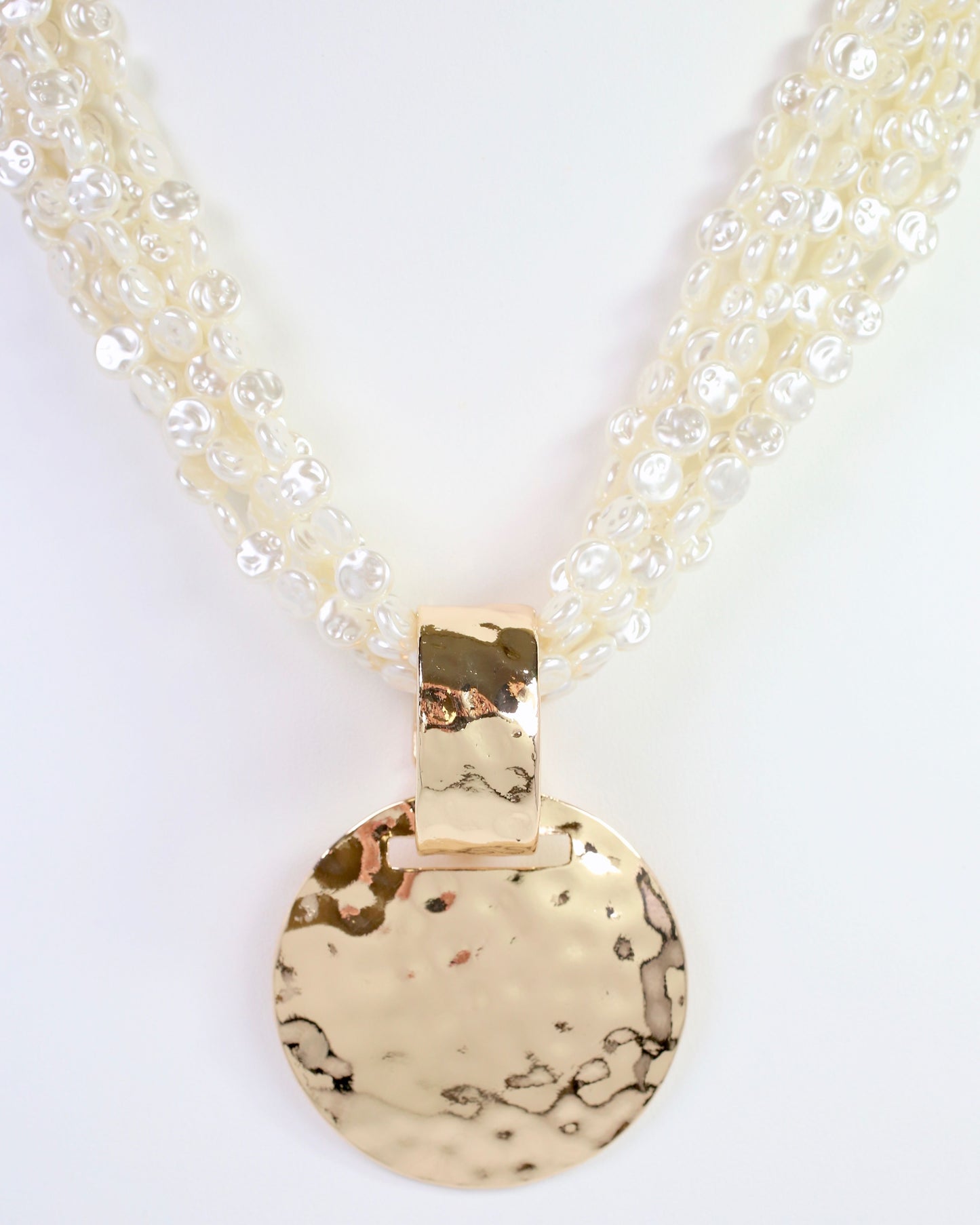 Mirri Layered Pearl Necklace with Pendant Cream