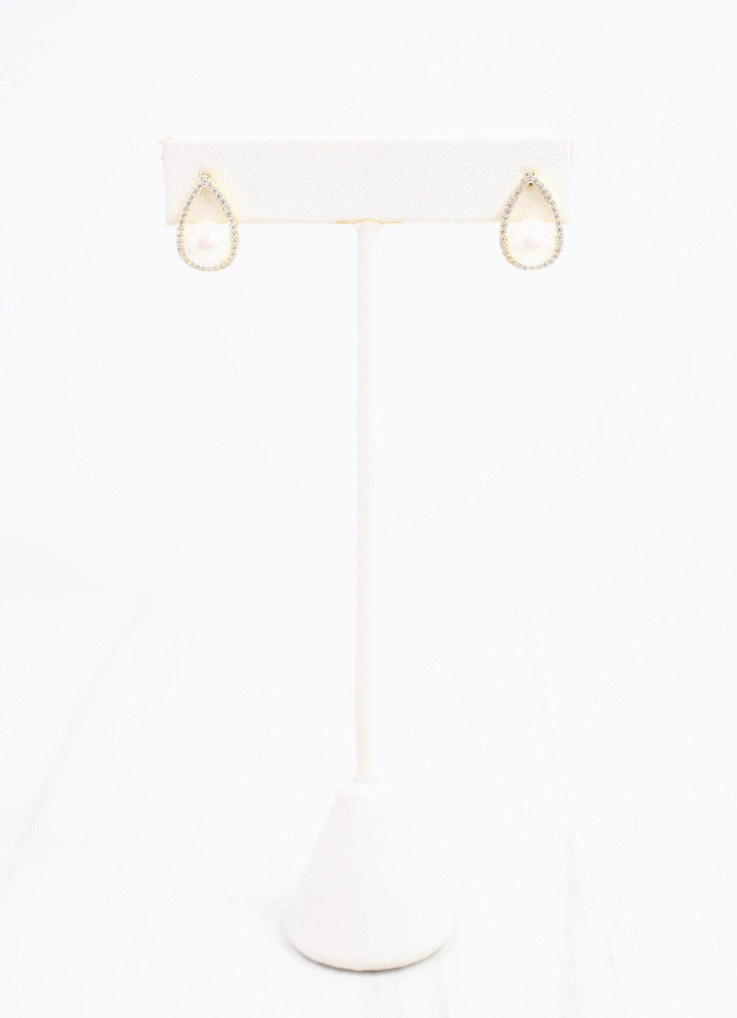 Keaton Pearl CZ Earring Gold