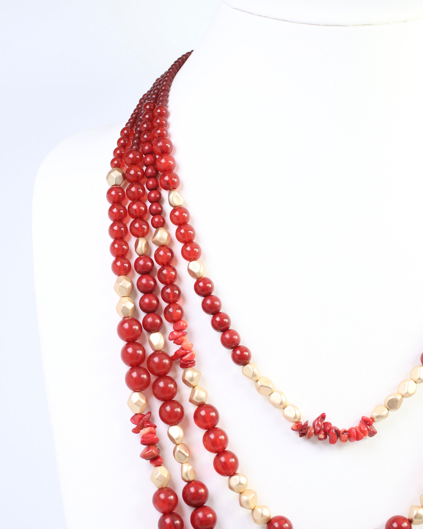 Abbey Lane Beaded Necklace Dark Red