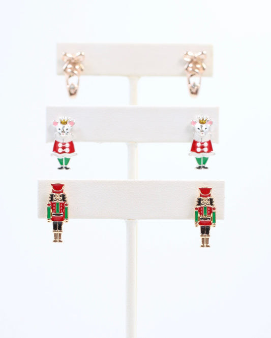 Nutcracker Ballet Earring Set Red