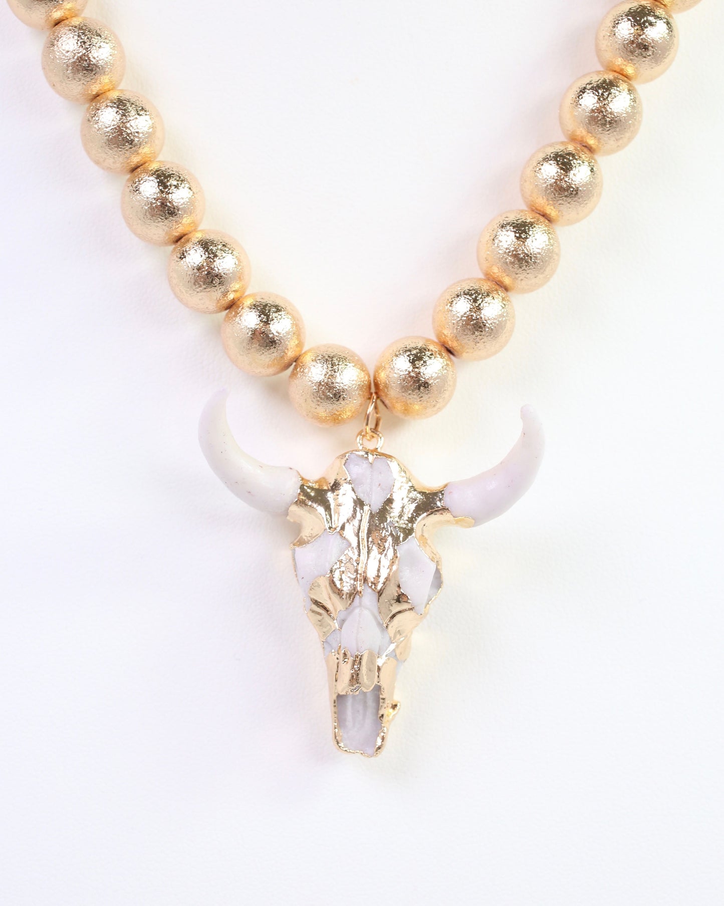 Parkes Beaded Bull Necklace Gold