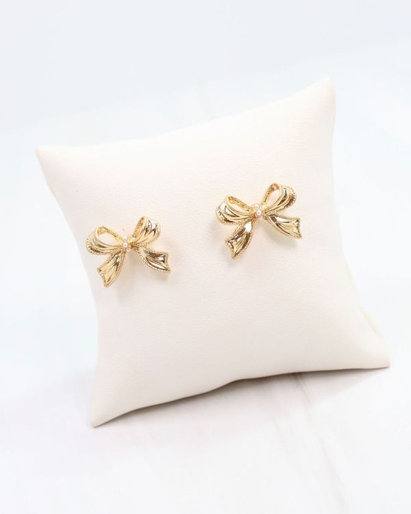Emmie Bow Stud Worn Gold
