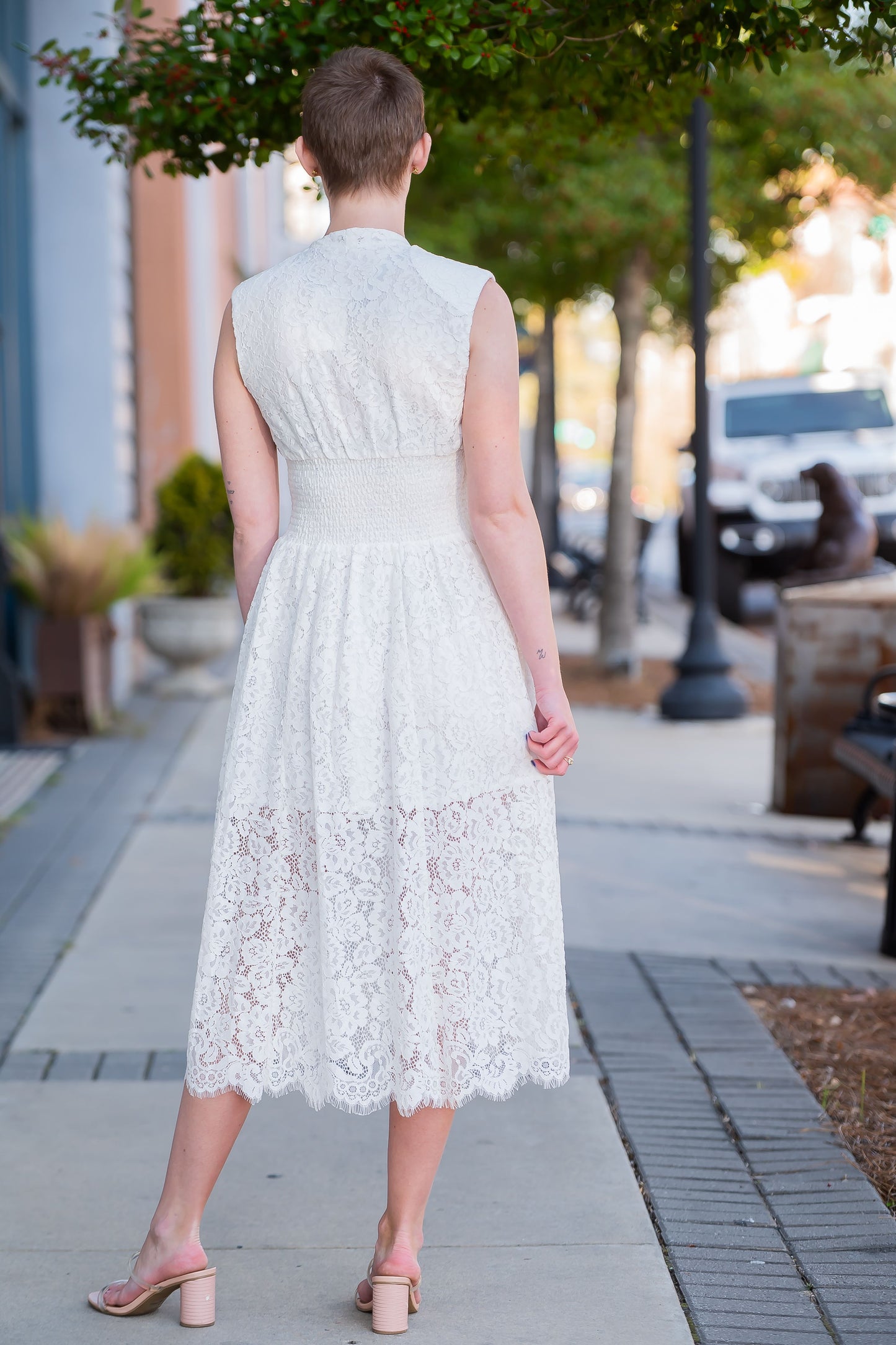 New York Lace Dress-Cream