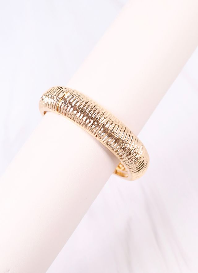 Danny Ribbed Stretch Bracelet Gold