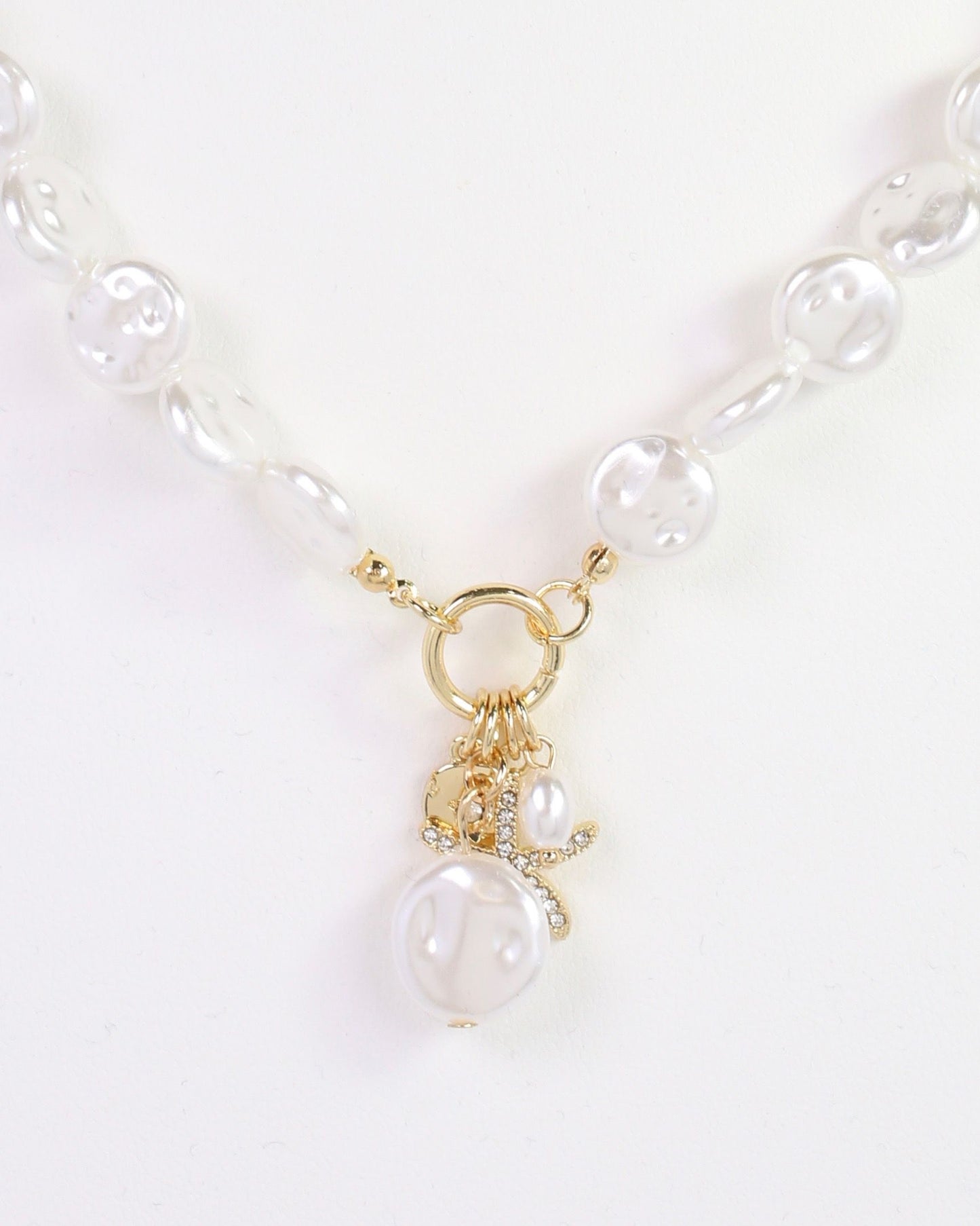 Wales Pearl Starfish Charm Necklace Cream