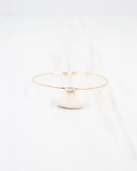 Taunton Single CZ Cuff Bracelet Gold