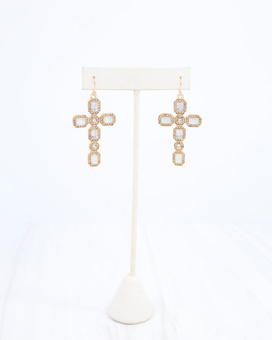 Carter Cross Earring White Opal