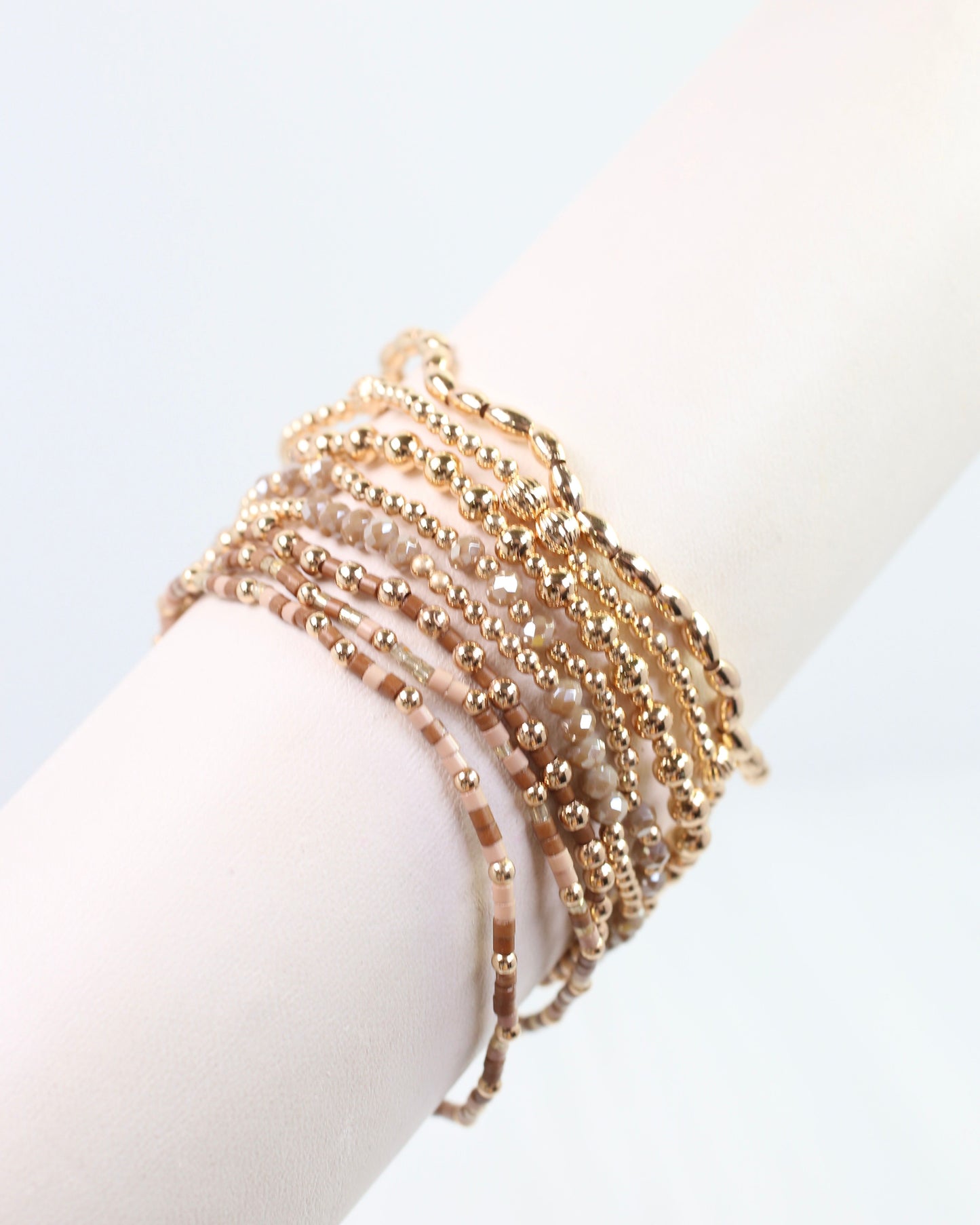 Gabriela Gold Beaded Bracelet Set Natural