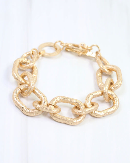 Ailani Hammered Link Bracelet Worn Gold