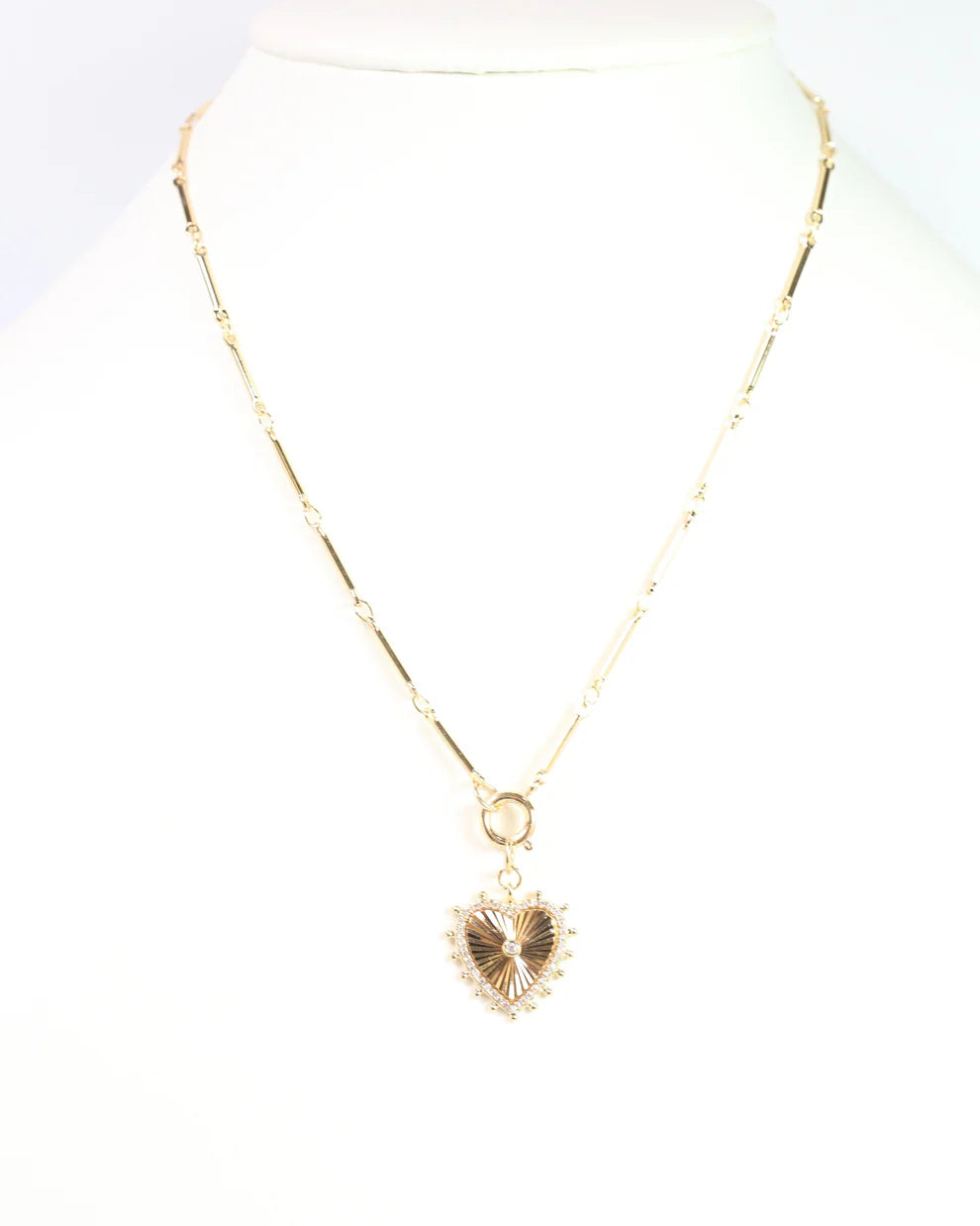 Dana Point Heart Charm Necklace Gold
