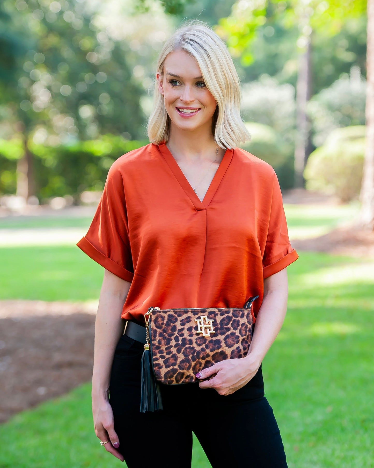 Madelyn Clutch Crossbody Spotted Saddle