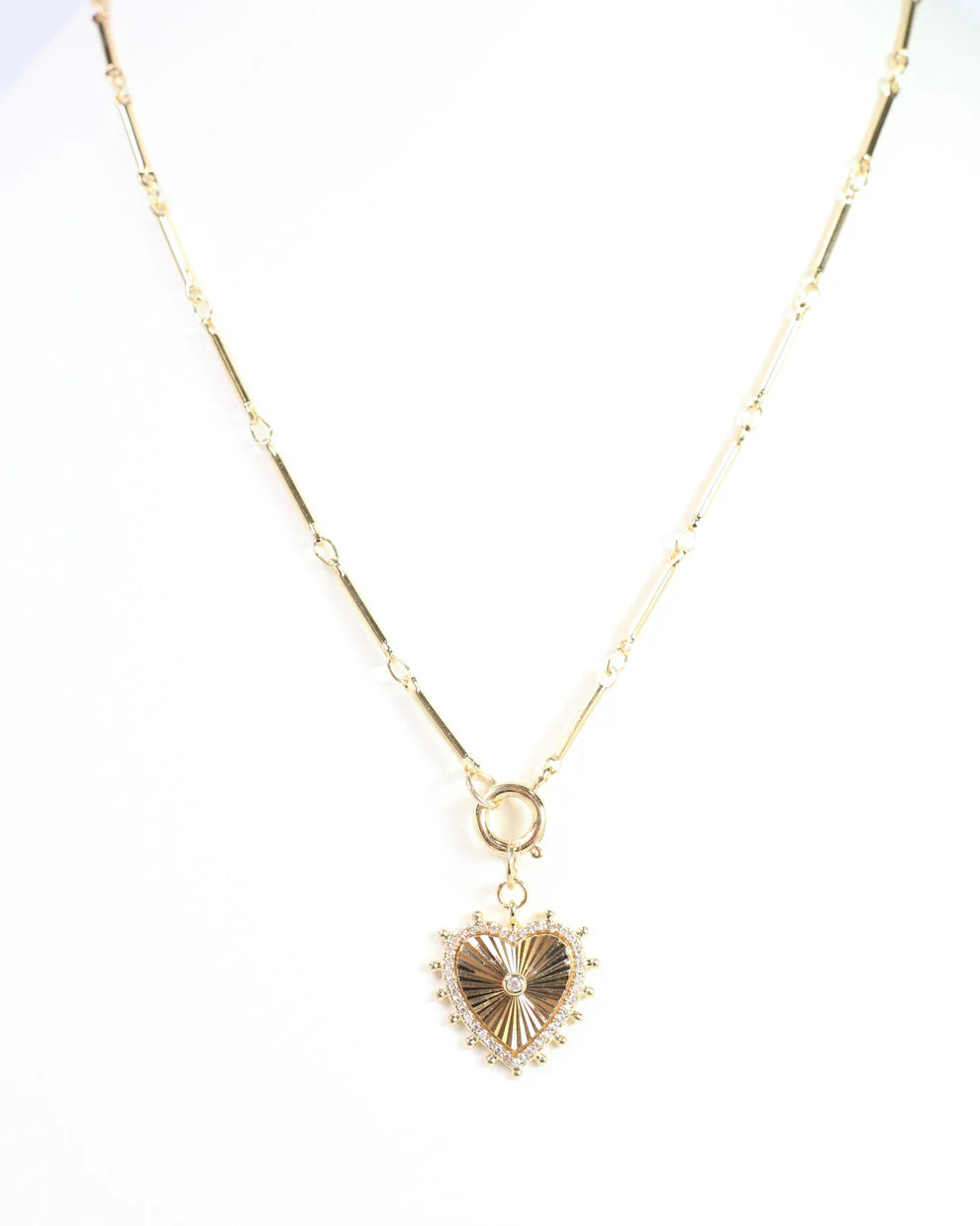 Dana Point Heart Charm Necklace Gold