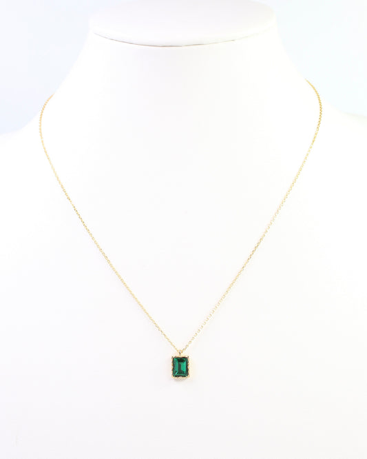 Edwardo Emerald Cut CZ Necklace WR Emerald