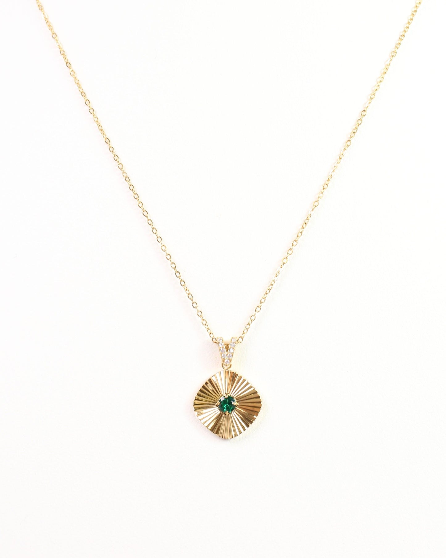 Ashford Circle and CZ Necklace Emerald