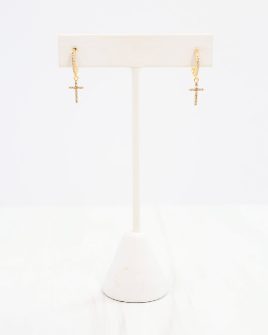 Whitney CZ Cross Hoop Gold