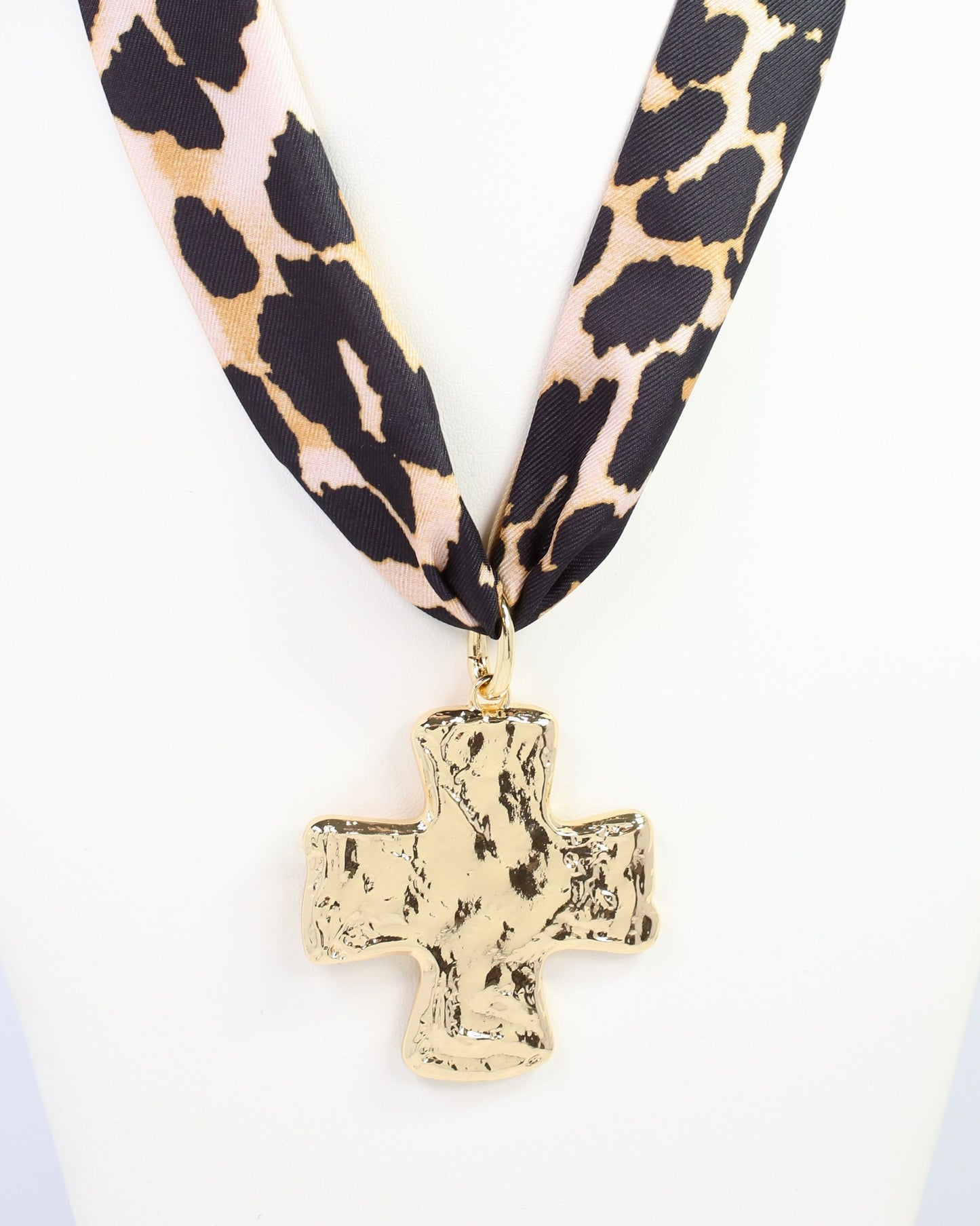Hilda Hammered Small Cross Charm Gold
