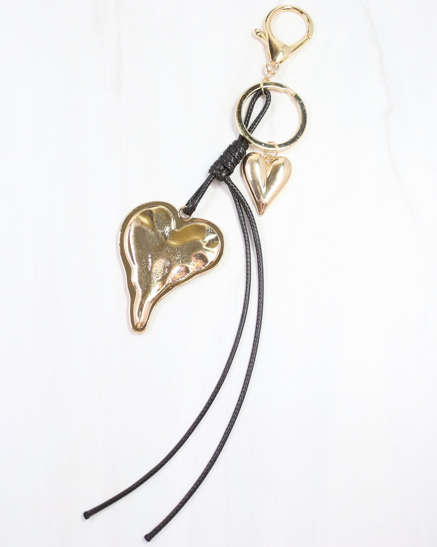 Kay Heart and Cord Bag Charm Black
