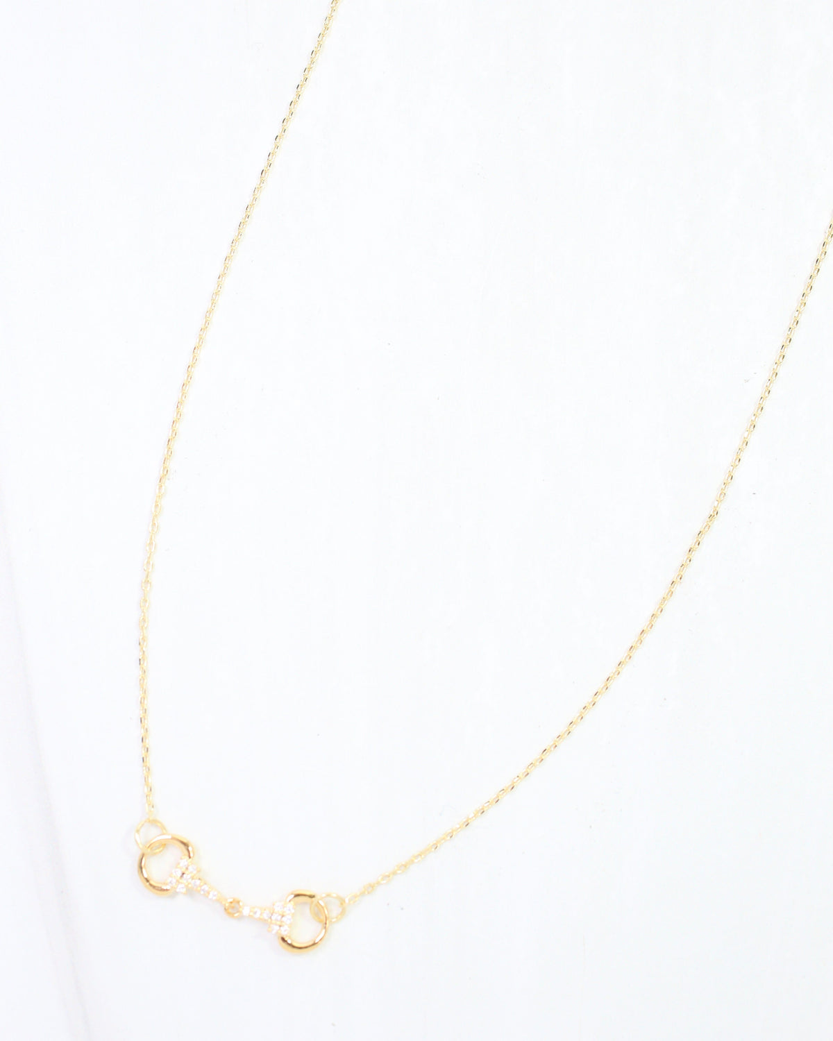 Sullivan Pave CZ Horsebit Necklace WR Gold