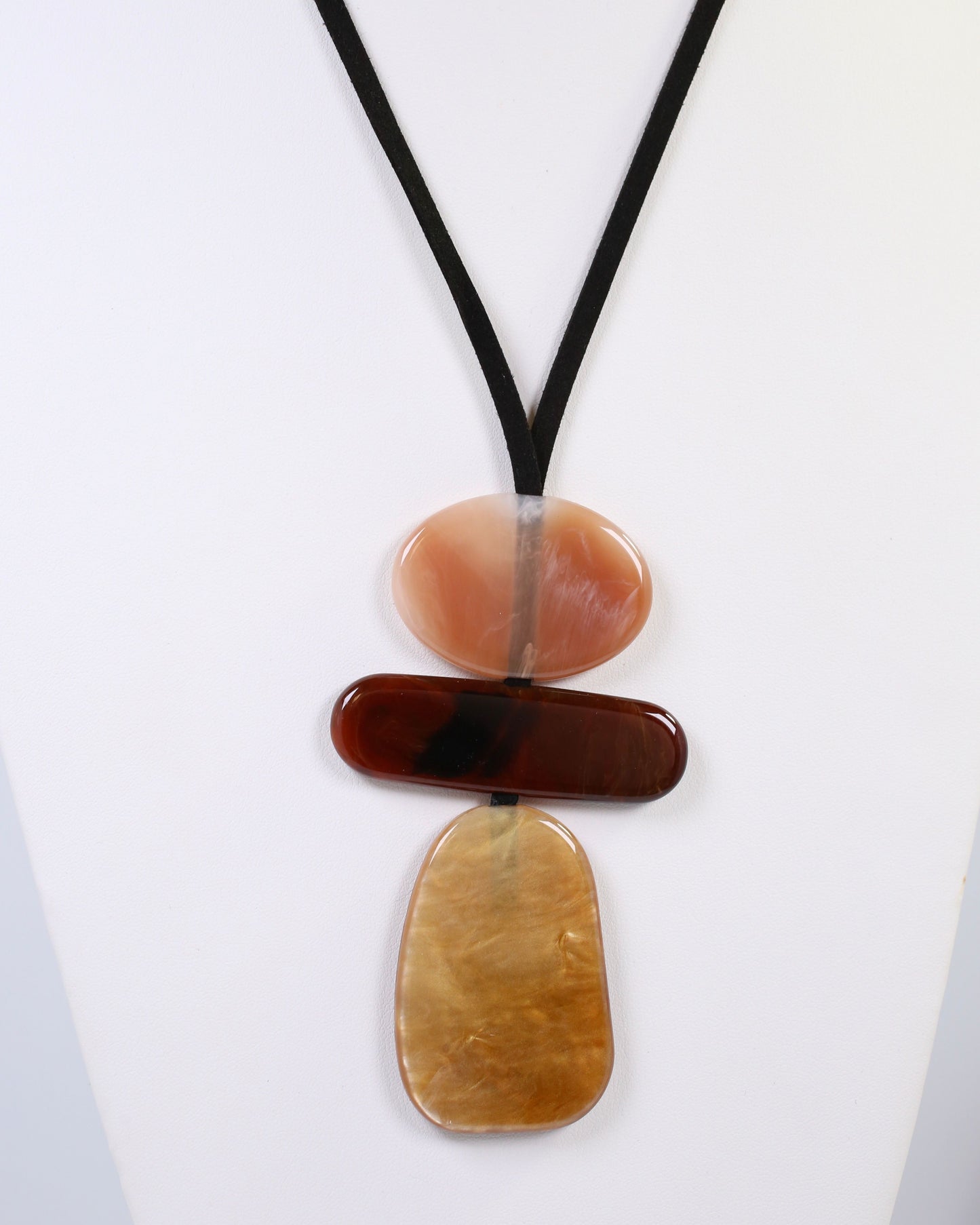 Amina Pull Tie Statement Necklace Brown