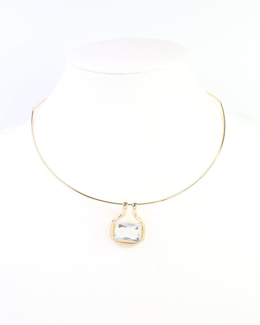 Griffin Wire and Crystal Necklace Clear