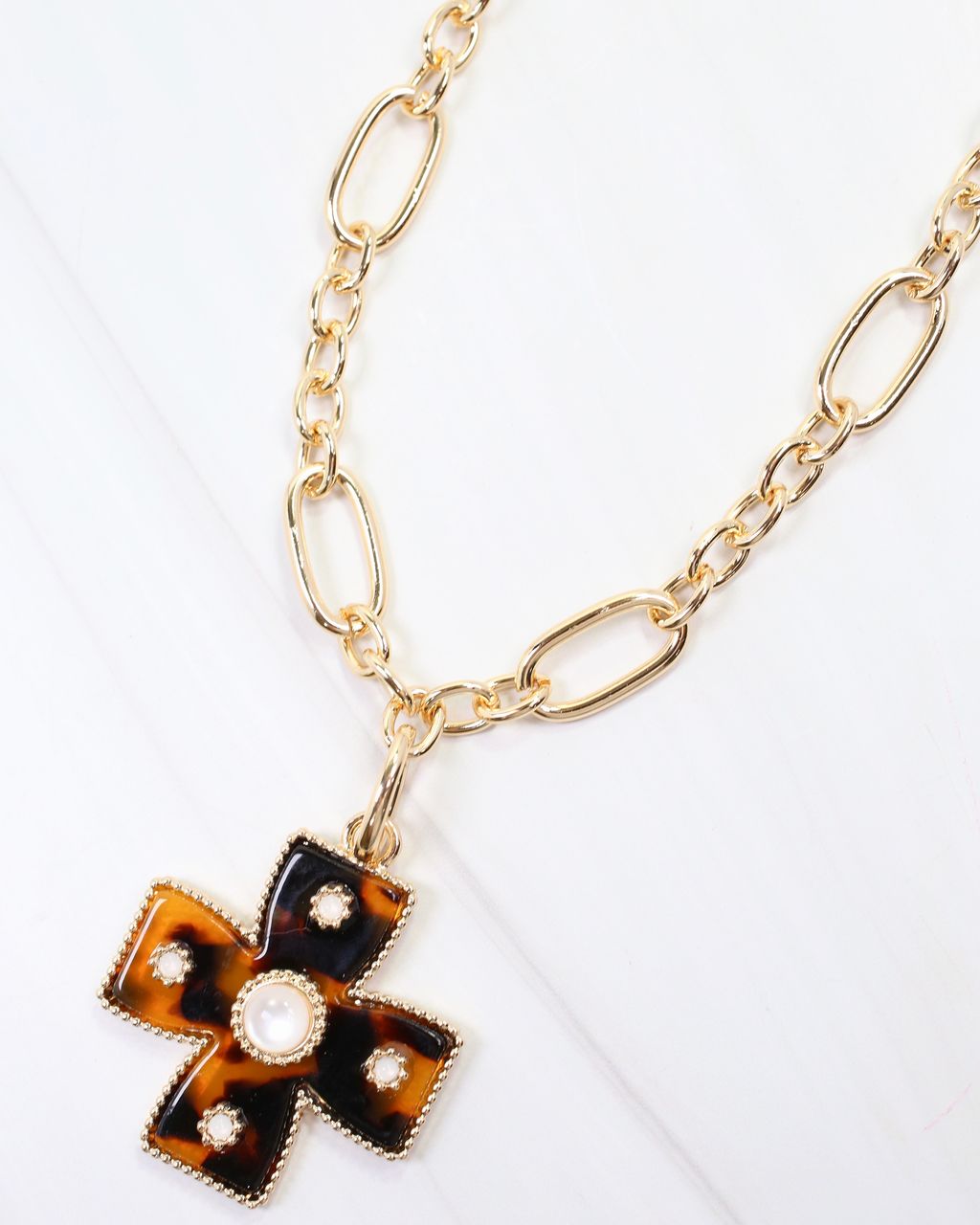 Cayce Small Cross Charm Tortoise