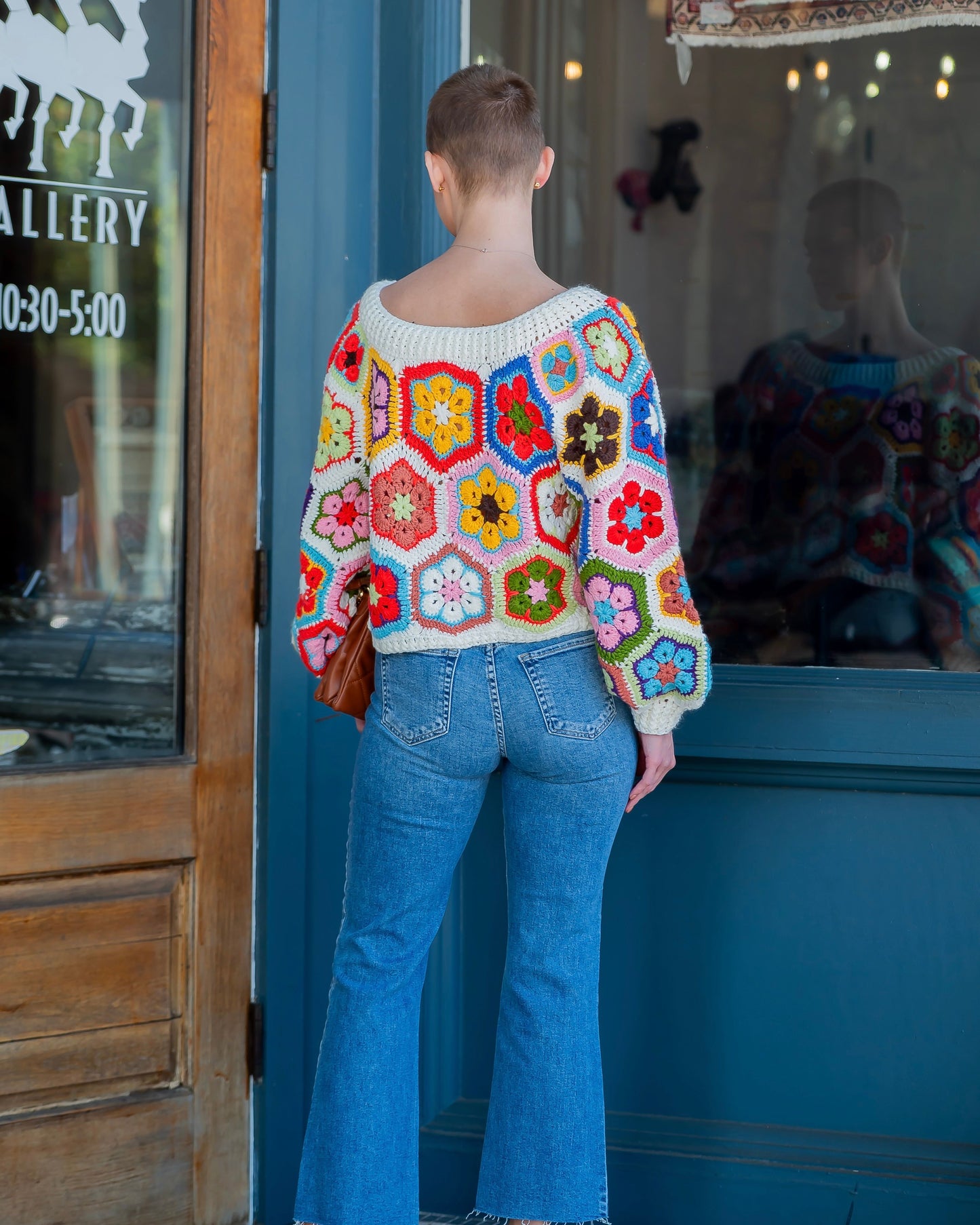 Barstow Granny Square Crochet Sweater