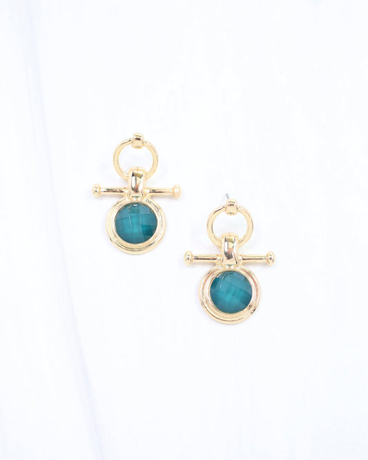 May Faceted Post Earring Teal