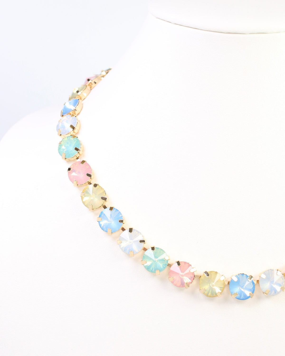 Harper Medium Rhinestone Necklace Pastel Multi