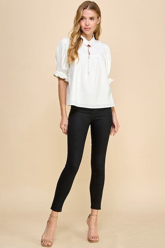 Finding My Way White Pleated Top - Caroline Hill