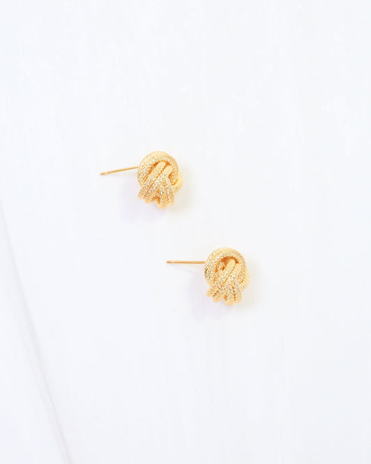 Aldana Textured Knot Stud Earring WR Gold
