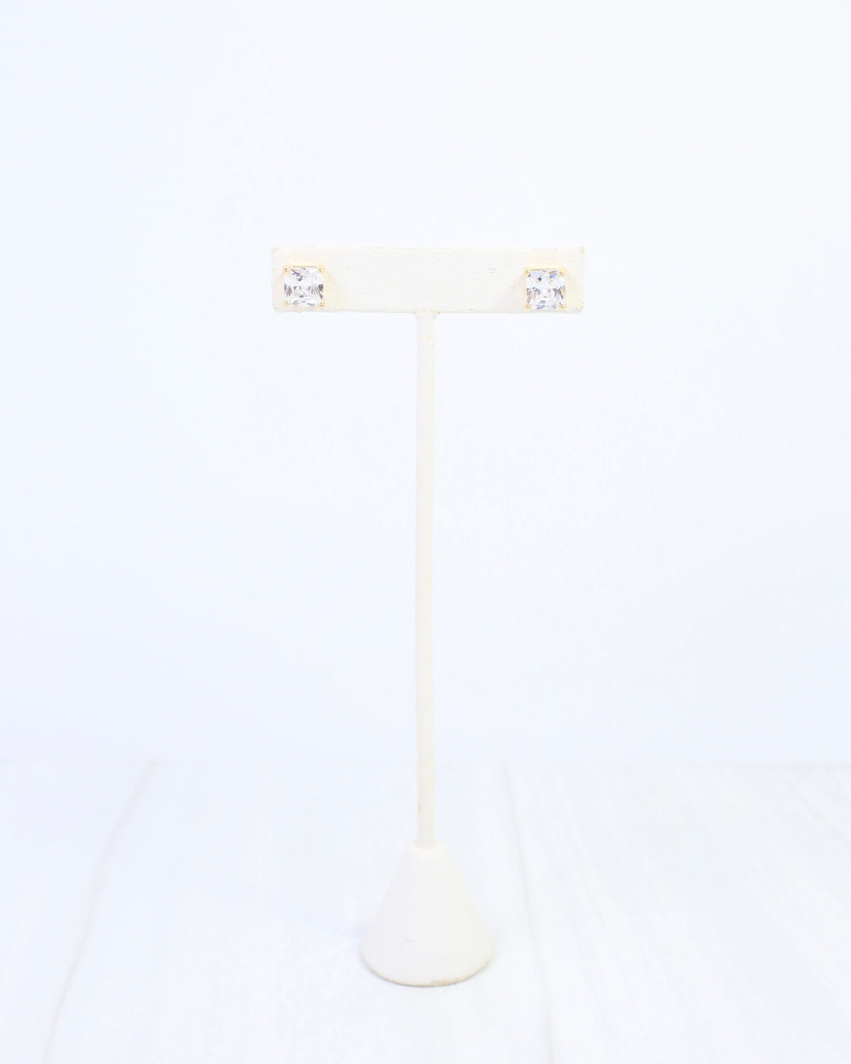 Liza Square CZ Stud Earring WR Gold