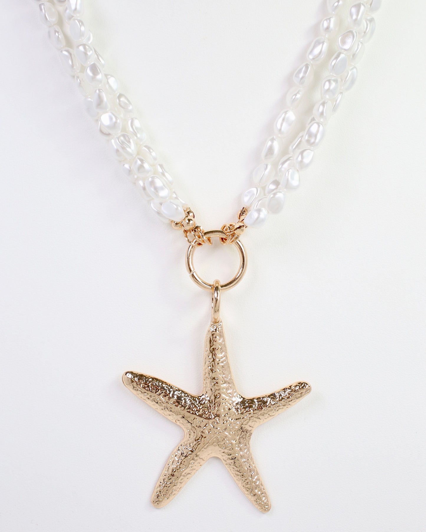 Triton Layered Pearl Starfish Necklace Cream