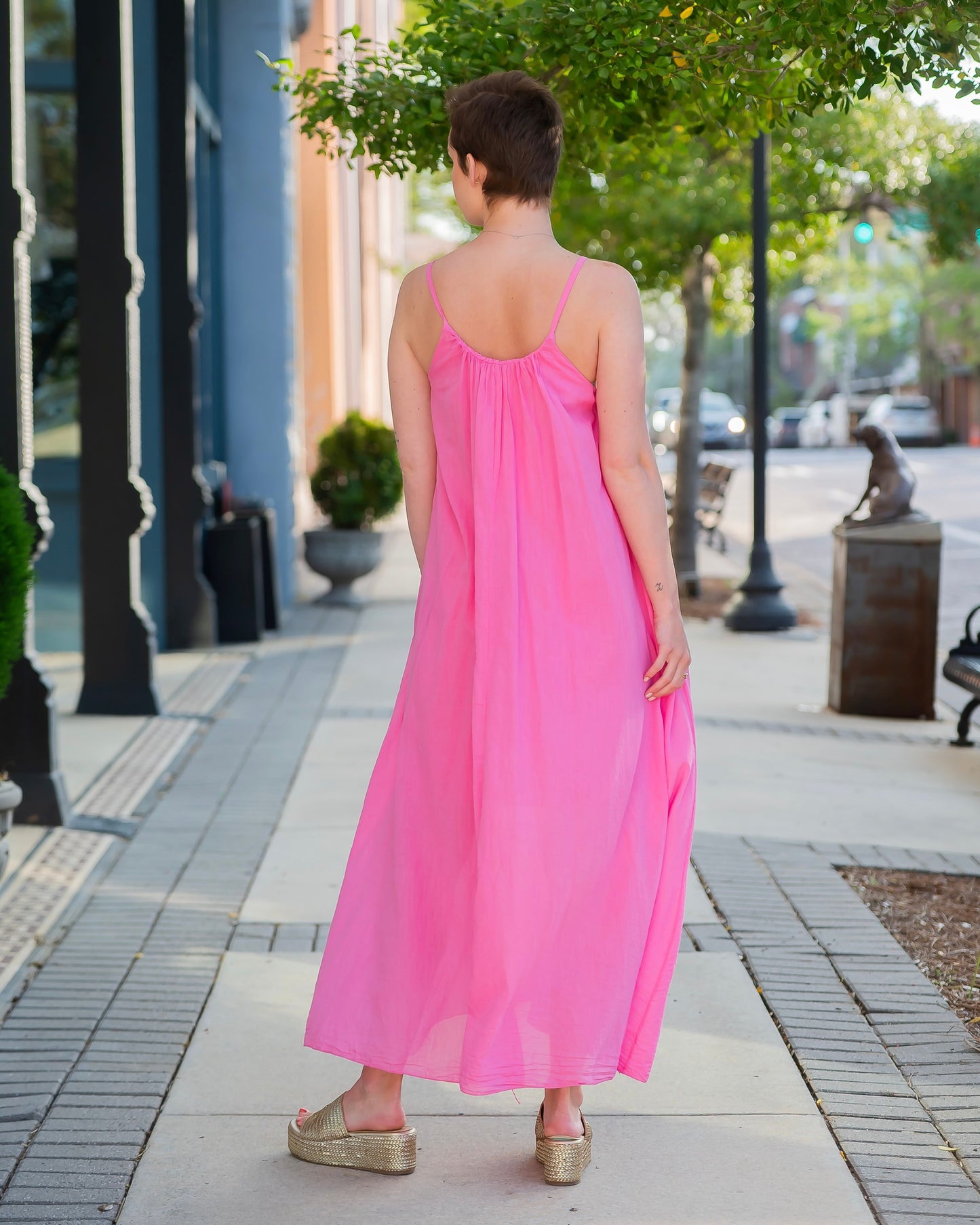 Cayman Textured Gauze Maxi Dress - Pink