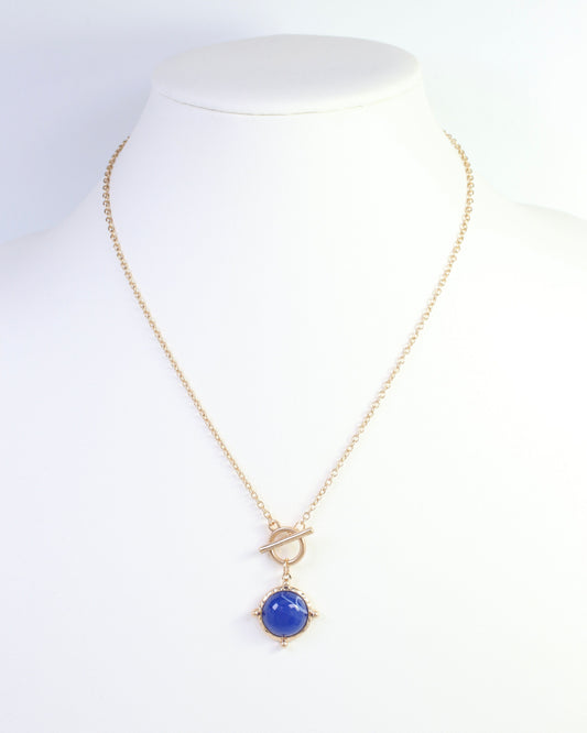 Florissant Round Pendant Necklace Blue