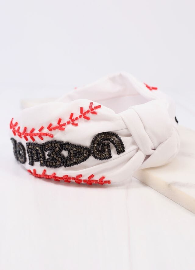 Game On Baseball Headband WHITE - Caroline Hill