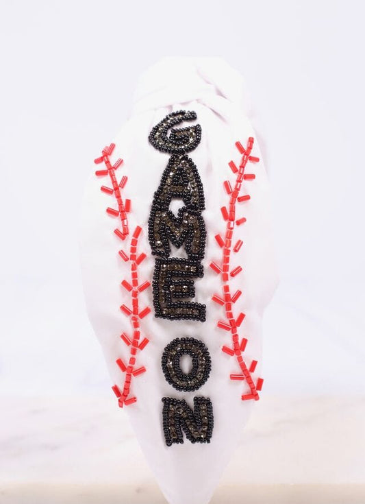 Game On Baseball Headband WHITE - Caroline Hill
