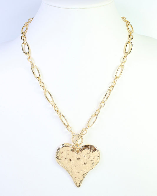Jovie Heart Pendant Toggle Necklace Gold