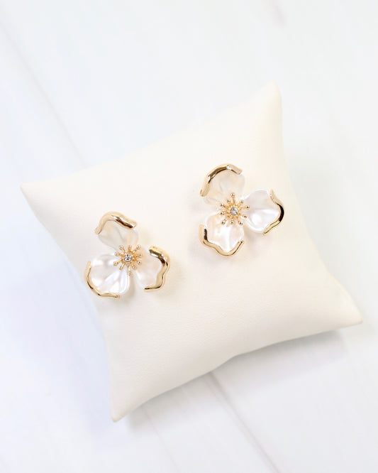 Eveleth Flower Post Earring Ivory