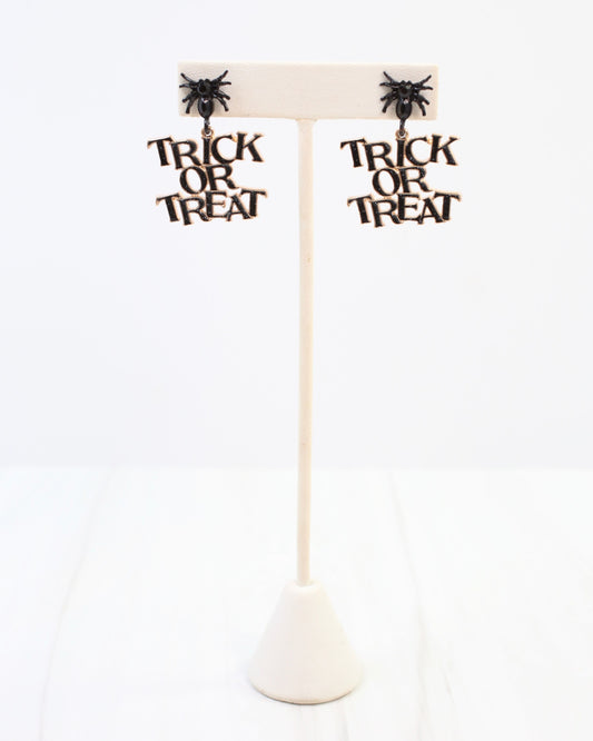 Scary Spider Trick or Treat Earring Black