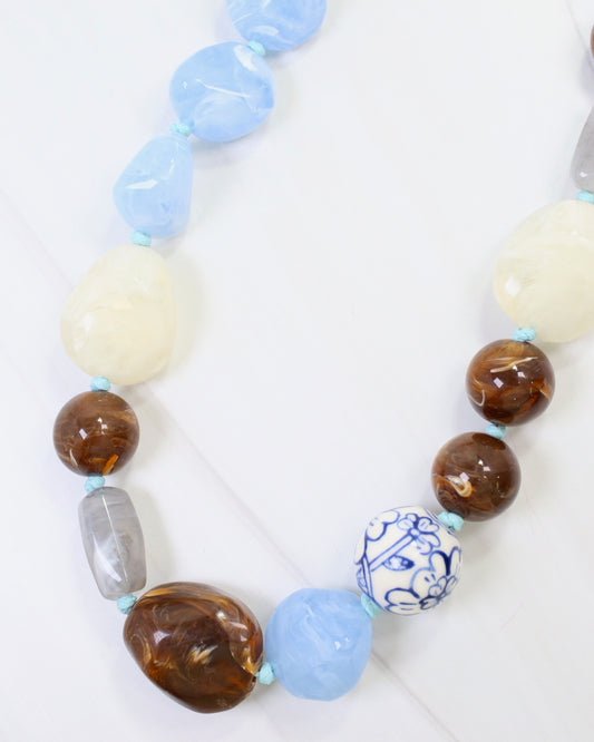 Gallup Marble and Ceramic Beaded Necklace Blue Multi
