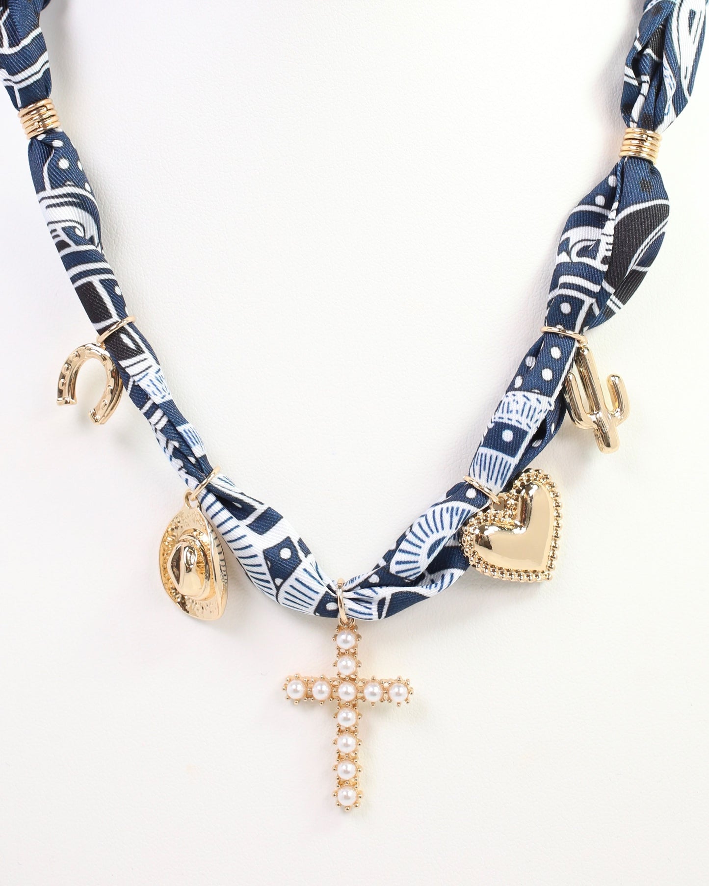 El Monte Western Charm Scarf Necklace Navy