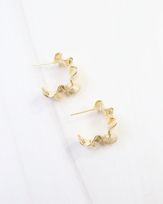 Elmira Wavy CZ Hoop Earring Gold