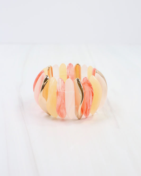 Canton Domed Shaped Stretch Bracelet Coral