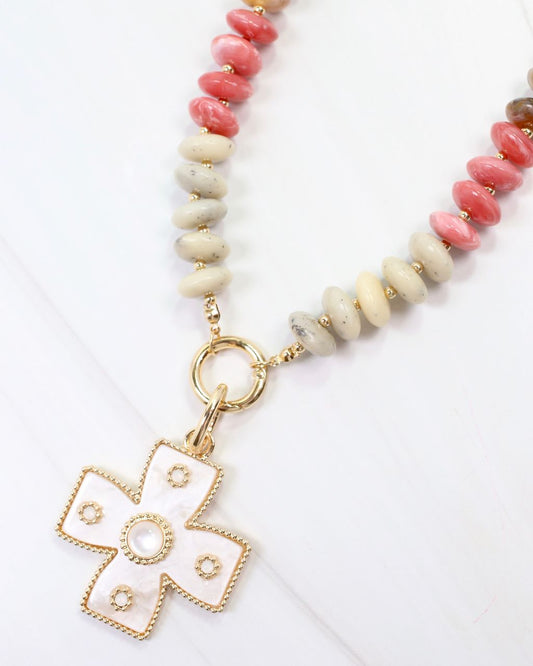 Cayce Small Cross Charm Mother Of Pearl