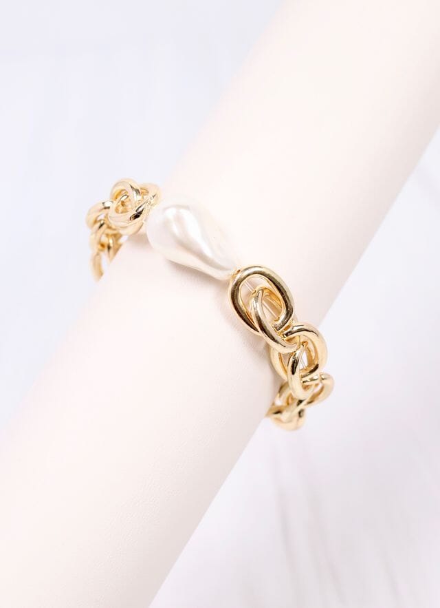 Harrie Link Bracelet with Pearl GOLD - Caroline Hill